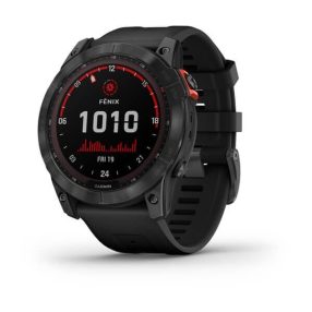   Garmin Fenix 7X Solar okosóra Palaszürke, fekete színű szilikon szíjjal (010-02541-01)