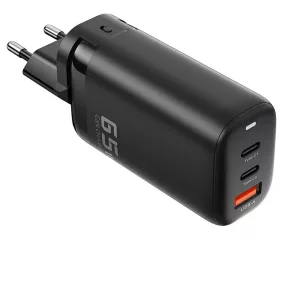   HCT 014-131 Univerzális utazó hálózati töltő USB- 2xUSB-C, 65W fekete