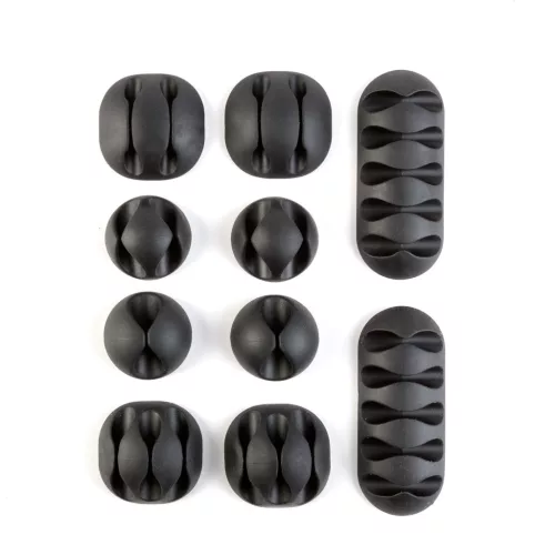 Delight 05557 Vezeték rögzítő szett - öntapadós - fekete - 10 db / csomag