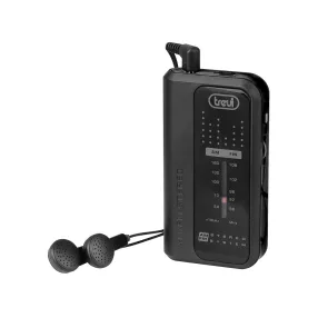   Trevi RA 738 FM - Mini hordozható FM sztereó rádió fülhallgatóval és övcsipesszel, fekete színben (0RA738F00)