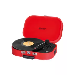   Trevi TT 1020 BT SALLY Red Hordozható retró bakelit lemezjátszó, USB-s zenerögzítéssel, beépített akkuval