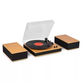   Audizio Tupelo Bakelit lemezjátszó szett + 2 db hangfal, Bluetooth - Bambusz