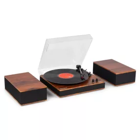   Audizio Tupelo Bakelit lemezjátszó szett + 2 db hangfal, Bluetooth - Fa