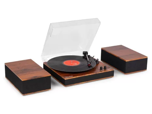 Audizio Tupelo Bakelit lemezjátszó szett + 2 db hangfal, Bluetooth - Fa