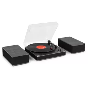   Audizio Tupelo Bakelit lemezjátszó szett + 2 db hangfal, Bluetooth - Fekete