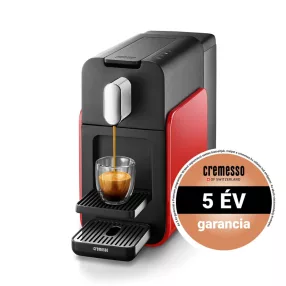   CREMESSO 10196302 Brava Glossy Red Kapszulás kávéfőző, 19 bar, 3 programozható gomb