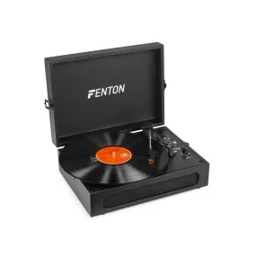   Fenton RP118B Bakelit lemezjátszó bőrönd kialakításban, beépített hangszóróval (Bluetooth) - Fekete