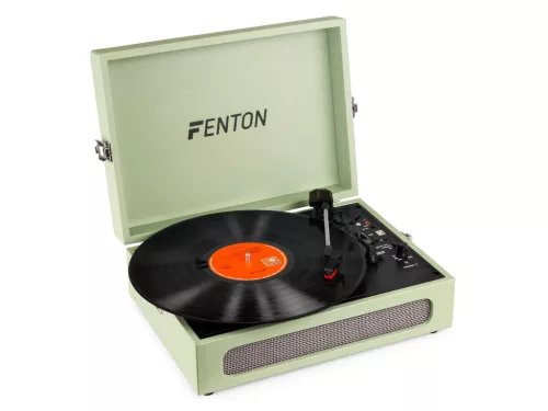 Fenton RP118C Bakelit lemezjátszó bőrönd kialakításban, beépített hangszóróval (Bluetooth) - Zöld