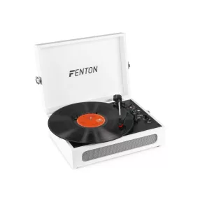   Fenton RP118F Bakelit lemezjátszó bőrönd kialakításban, beépített hangszóróval (Bluetooth) - Fehér