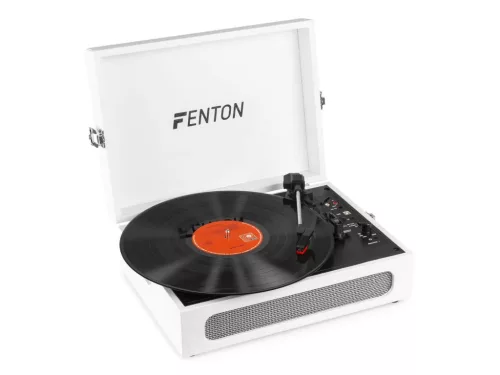 Fenton RP118F Bakelit lemezjátszó bőrönd kialakításban, beépített hangszóróval (Bluetooth) - Fehér