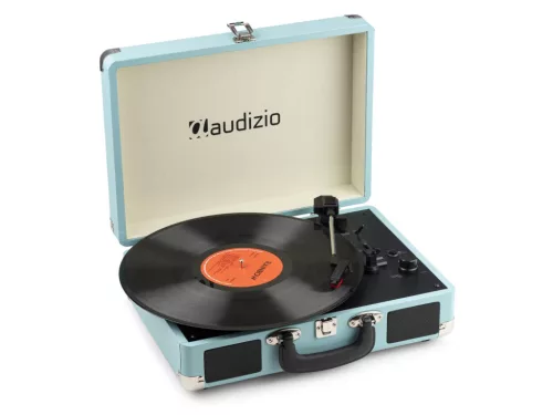 Audizio RP116BL - Bakelit lemezjátszó bőrönd kialakításban - Bluetooth - Kék