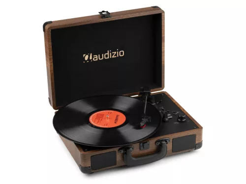 Audizio RP116W - Bakelit lemezjátszó bőrönd kialakításban - Bluetooth - Fa