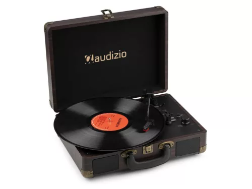 Audizio RP116DW - Bakelit lemezjátszó bőrönd kialakításban - Bluetooth - Sötét fa
