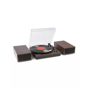   Fenton RP165D Bakelit lemezjátszó szett + 2 db hangfal, Bluetooth (Sötétbarna)