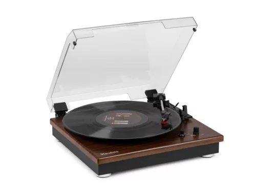 Audizio RP112D Retro lemezjátszó Bluetooth hangszórókkal - SÖTÉT FA