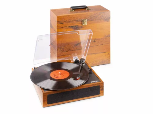Fenton RP170L - DOBOZOS Bakelit lemezjátszó SZETT (Bluetooth/RCA) LEMEZTARTÓVAL, világos színben