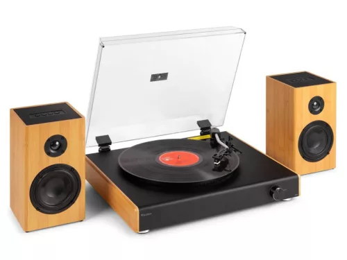 Audizio RP337BB Bakelit lemezjátszó szett + 2 db hangfal, Bluetooth - Bambusz