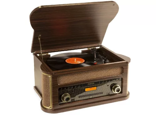 Fenton Memphis Vintage lemezjátszó sötét fa borítással