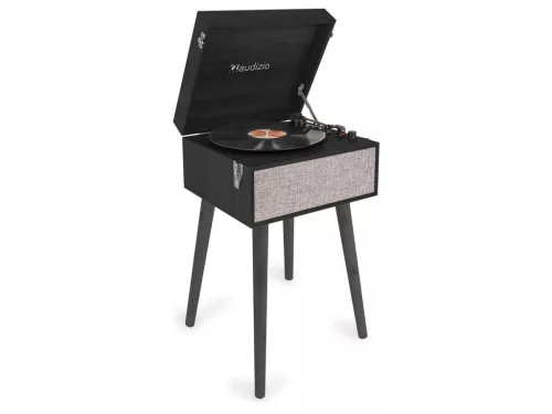 Audizio Fremont Bakelit lemezjátszó (Bluetooth/USB/RCA), retró állvány - Fekete