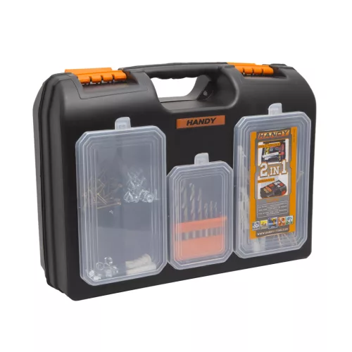 Handy 10958 2 az 1-ben fúró + alkatrész tároló műanyag táska