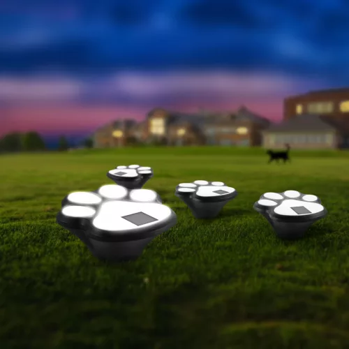 Garden of Eden 11255B LED-es szolár lámpa - kutya lábnyom, leszúrható - műanyag - fekete