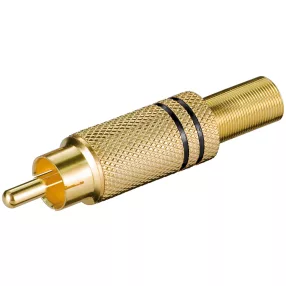  Goobay 11281 RCA szerelhető apa aranyszínű dugó fém fekete gyűrűvel