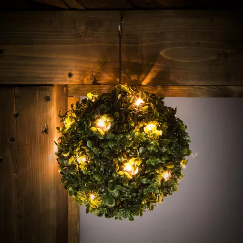 Garden of Eden 11359 Szolár bukszus - felakasztható - 25 cm - 20 melegfehér LED