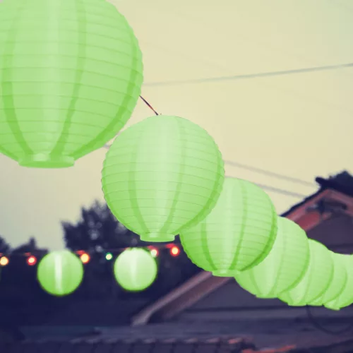 Family 11399GR LED-es lampion - 1 LED - zöld - 2 x AAA