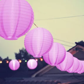 Family 11399MG LED-es lampion - 1 LED - magenta - 2 x AAA