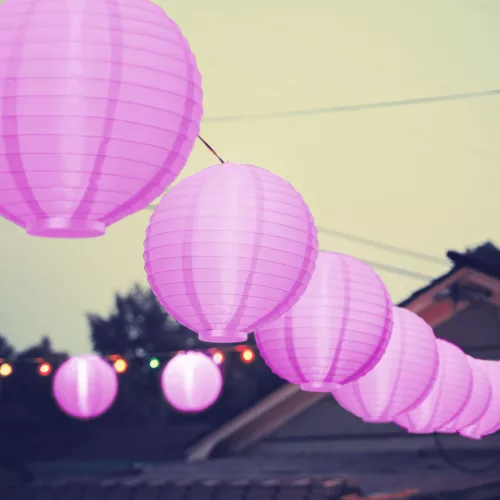 Family 11399MG LED-es lampion - 1 LED - magenta - 2 x AAA