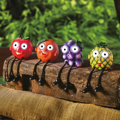 Garden of Eden 11427B Szolár gyümölcsök lábbal - 4 féle - 2 fehér LED - 8 x 17 cm