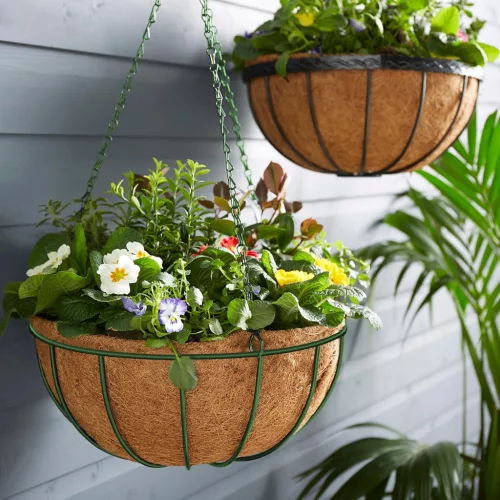 Garden of Eden 11566B Akasztható fém kosár - virágcserépek rögzítéséhez - 25 cm - zöld