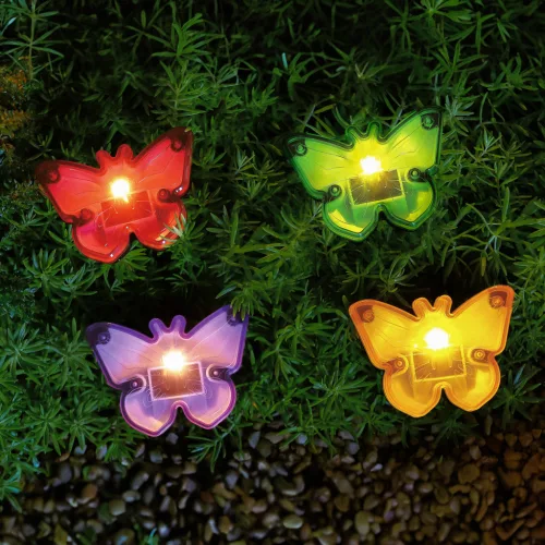 Garden of Eden 11732B Leszúrható LED szolár - pillangók - színes - fekete - műanyag - 9 x 9 x 8,5 cm