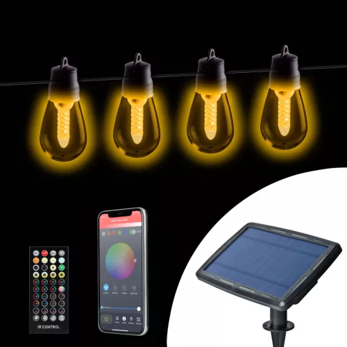 11744 Smart szolár fényfüzér - 25 db fehér LED - állítható színhőmérséklet - 13,6 m - bluetooth
