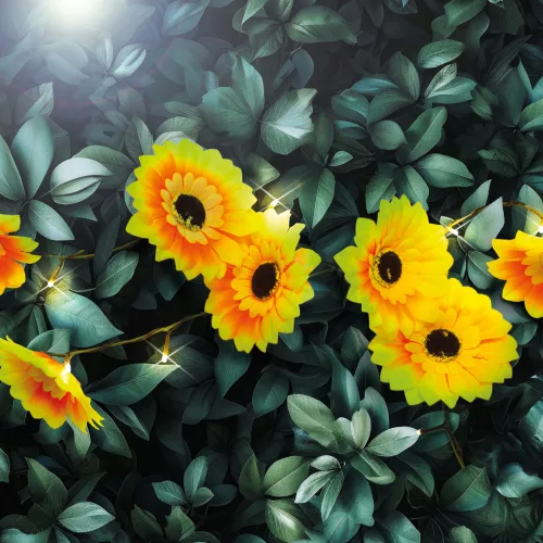 Garden of Eden 11762B Szolár fényfüzér - virág - 2 m - 20 melegfehér LED