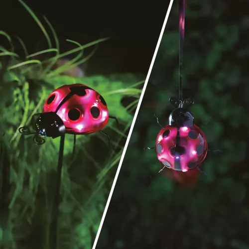 Garden of Eden 11771A Szolár lámpa - katicabogár - leszúrható / csipeszes - piros - 15 x 7 x 16 cm - 6 LED