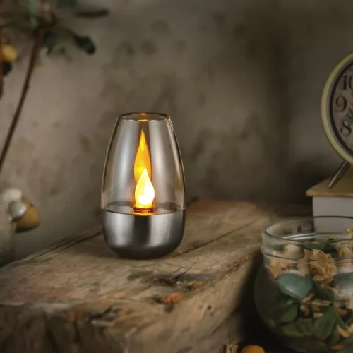 Garden of Eden 11776 Szolár lámpa - gyertya - lángeffekt - 1 melegfehér LED - 6 x 9 cm