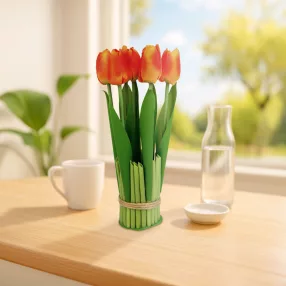   11897D Műnövény dekoráció - tulipán - narancssárga - 26 x 6,5 cm