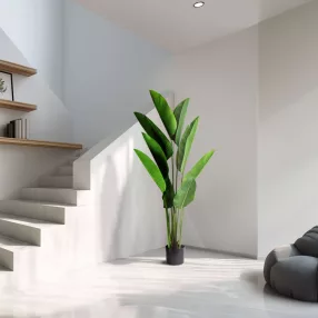   11905B Műnövény dekoráció - banánlevél fa - zöld - 1,6 m