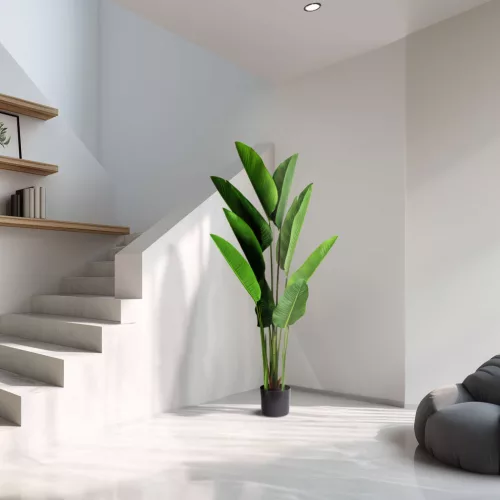 11905B Műnövény dekoráció - banánlevél fa - zöld - 1,6 m