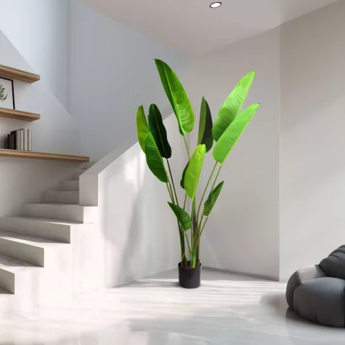 11905C Műnövény dekoráció - banánlevél fa - zöld - 1,9 m