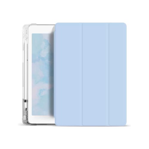 XPRO™ Smart Book tok pencil tartóval és teljesen átlátszó szilikon hátlappal világoskék Apple Ipad 9,7" 2017 készülékhez