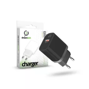   Dreamtech Charger Black 20W QC3.0 Type C + USB-A hálózati gyors töltő adapter