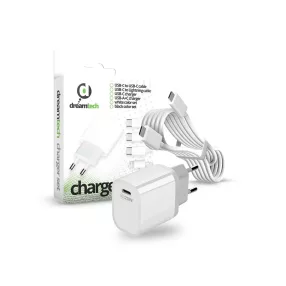   Dreamtech PD Charger Set USB-C 20W-os adapterrel és USB-C / USB-C kábellel FEHÉR