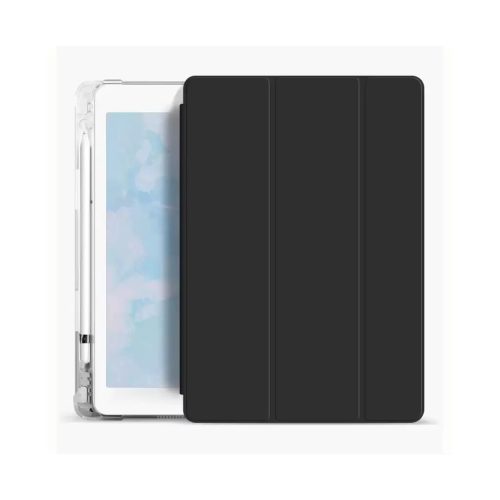 XPRO™ Smart Book tok pencil tartóval és teljesen átlátszó szilikon hátlappal fekete Apple Ipad 10,9" (2022) 10. generációs készülékhez
