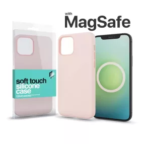   XPRO™ MagSafe rögzítésű Soft Touch Szilikon tok Apple Iphone 15 Pro Max készülékhez - krétarózsaszín