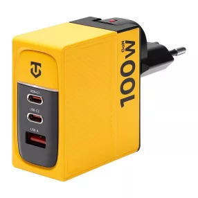   Tactical Nett Warrior GaN 100W Töltő, USB-A + 2 * Type-C, Sárga