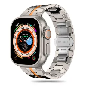    Tech-Protect STAINLESS LINE rozsdamentes acél óraszíj Titán / Narancs, Apple Watch 42mm (S1-S3) / 44mm / 45mm / 46mm / 49mm készülékhez
