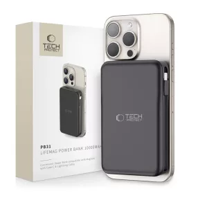   Tech-Protect PB31 Magsafe powerbank beépített kábelekkel 10000mAh fekete