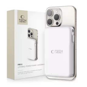   Tech-Protect PB31 Magsafe powerbank beépített kábelekkel 10000mAh fehér